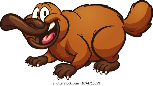 Happy cartoon platypus. Vector clip art illustration with simple gradients. All in a single layer. 
