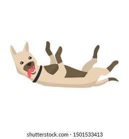 Happy cartoon puppy, Portrait of cute little dog. Dog friend. Vector illustration. Isolated on white background.