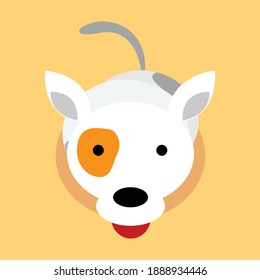 Happy cartoon puppy sitting, Portrait of cute little dog.Vector illustration.