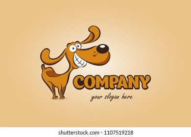 Happy cartoon puppy smiling, Portrait of cute little dog. Dog friend. Vector illustration.