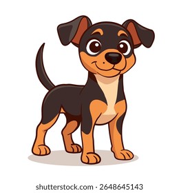 Feliz Filhote de Desenho Animado de Pé com uma Cauda Wagging, Perfeito para desenhos relacionados a animais de estimação