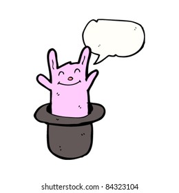 feliz coelho de desenho animado aparecendo de chapéu