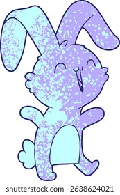 happy cartoon rabbit in bright neon colors