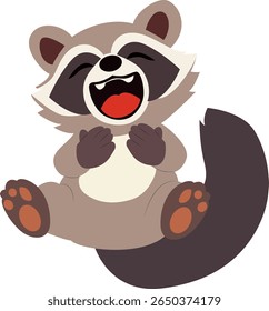 Desenhos animados felizes Raccoon Rindo mão desenhada