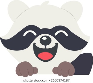 Desenhado à mão feliz do guaxinim do desenho animado