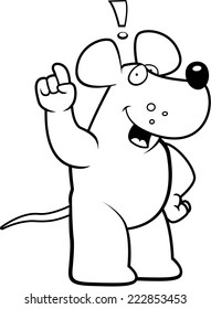 A happy cartoon rat with an idea.