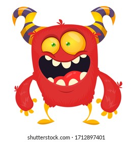 Happy Cartoon Red Monster Vector Halloween Stock Vector (Royalty Free ...