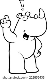 A happy cartoon rhino with an idea.