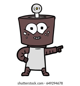happy cartoon robot pointing