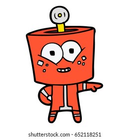 happy cartoon robot pointing