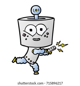 happy cartoon robot with remote control