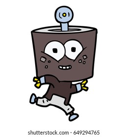 happy cartoon robot running