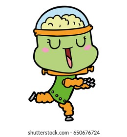 happy cartoon robot running