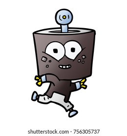 happy cartoon robot running