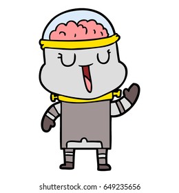 robô de desenho animado feliz acenando