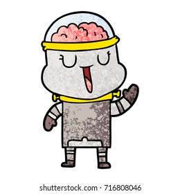 robot de dibujos animados feliz ondeando