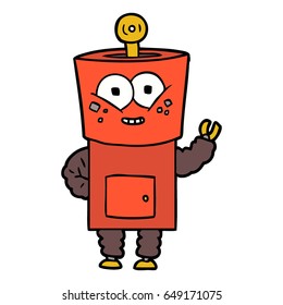 happy cartoon robot waving hello