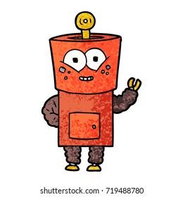 robot de dibujos animados feliz saludando