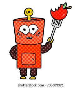 happy cartoon robot waving hello