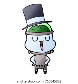 happy cartoon robot wearing top hat