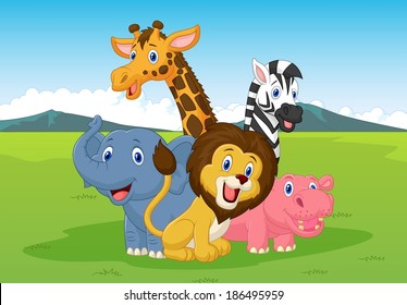 Happy cartoon safari animal 