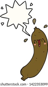 happy cartoon sausage with speech bubble