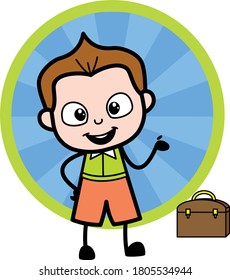 Happy Cartoon Schoolboy Presenting Vector Illustration Design