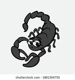 Happy cartoon scorpion isolated on white background