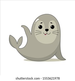 Happy cartoon seal. Vector illustration