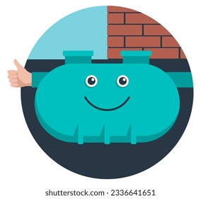 Happy cartoon septic tank - rural sewage system