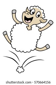 a happy cartoon sheep