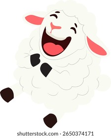 Happy Cartoon Sheep Laughing hand drawn