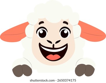 Happy Cartoon Sheep Peeking hand drawn