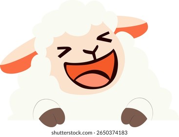 Happy Cartoon Sheep Peeking hand drawn