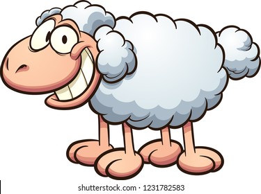 Happy cartoon sheep. Vector clip art illustration with simple gradients. All in a single layer. 
