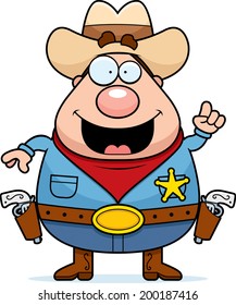 A happy cartoon sheriff with an idea.
