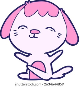 happy cartoon sitting dog in bright neon colors