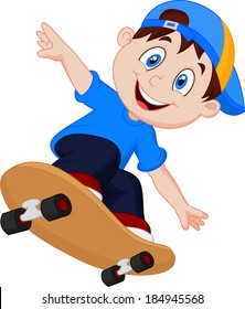 Happy Cartoon Skateboard Boy 