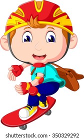 Happy Cartoon Skateboard Boy 