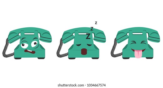 Happy cartoon smart phone character set, great for your design.Cartoon telephone emojis 