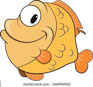 happy cartoon smiling fish vector
