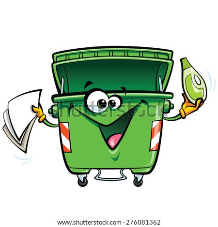 Happy Cartoon Smiling Garbage Bin Character Stock Vector (Royalty Free