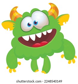 Happy cartoon smiling  monster character. Illustration of cute happy alien creature. Halloween design