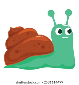 Happy cartoon snail with a big smile crawling cheerfully