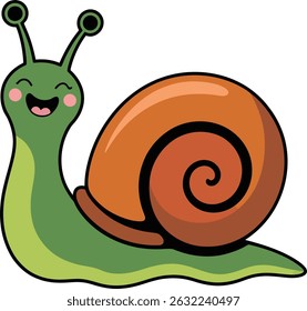 A happy cartoon snail illustration with vibrant colours