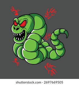 Happy Cartoon Snake Monster Vector Art by kribo studio