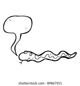 happy cartoon snake with speech bubble