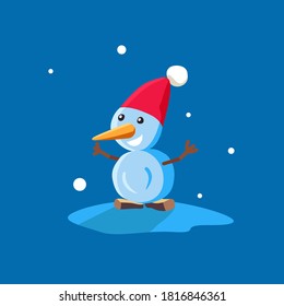 Happy cartoon snowman in vector