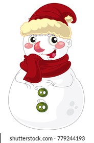 Happy cartoon snowmen - vector - smiling and watching - isolated - illustration for children