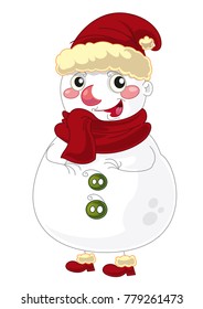 Happy cartoon snowmen - vector - smiling and watching - isolated - illustration for children